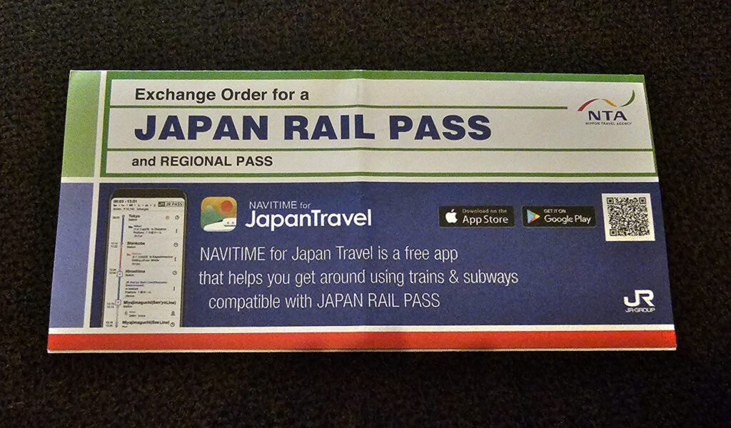 Exchange Order for a Japan Rail Pass